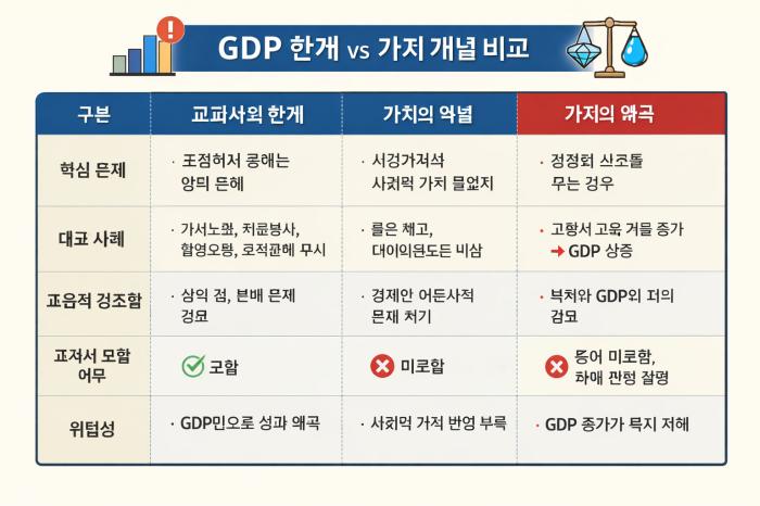 가치의 왜곡과 역설을 GDP의 한계로 가르치지 않는 교과서를 찢어버려야 코파일럿, 이제 경제개념 넘어 삶의 철학으로 