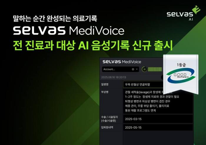 셀바스AI, ‘셀바스 메디보이스’ 전 진료과 확대 적용… GS인증 1등급 획득