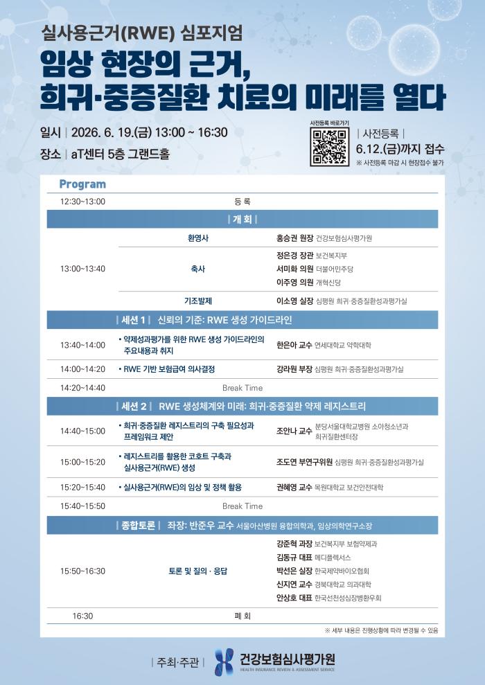 심평원, 「임상 현장의 근거, 희귀·중증질환 치료의 미래를 열다」 심포지엄 개최