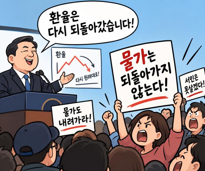 사이비 진보는 틀렸다, 환율은 되돌아가도, 물가는 돌아오지 않는다