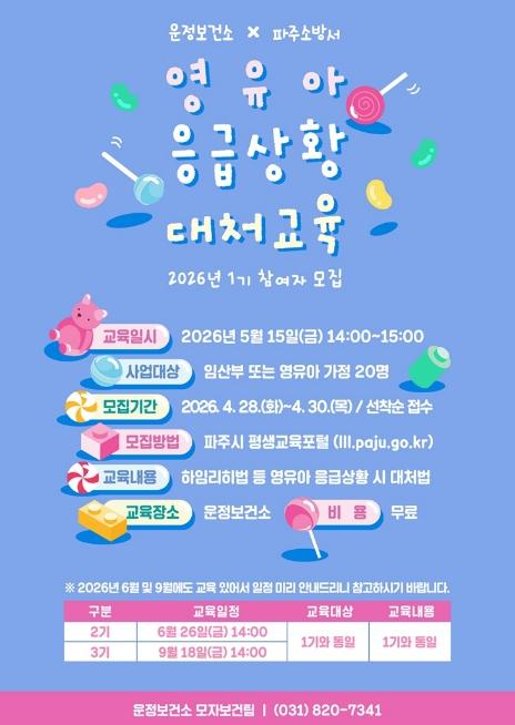 파주시 운정보건소, 영유아 응급상황 대처교육 참여자 모집