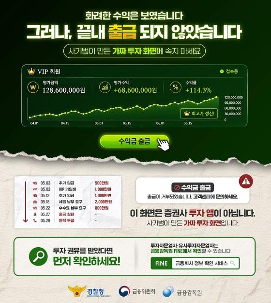 경찰청, 사기범이 만든 가짜 투자 화면에 속지 마세요