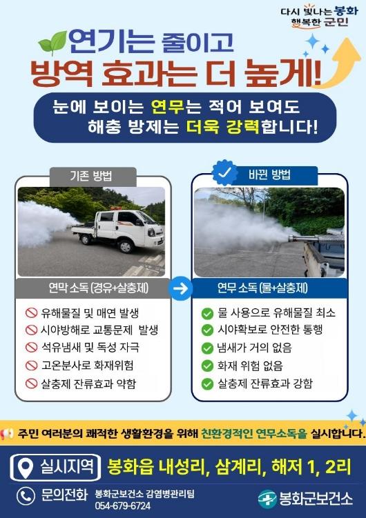 봉화군보건소, 연기·냄새 없는 친환경 연무소독 실시