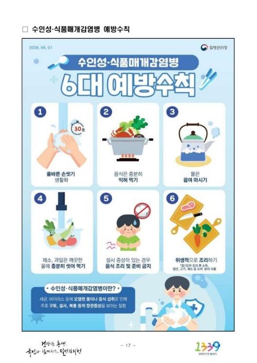 아산시보건소, 추석 명절 수인성·식품매개감염병 비상방역 총력