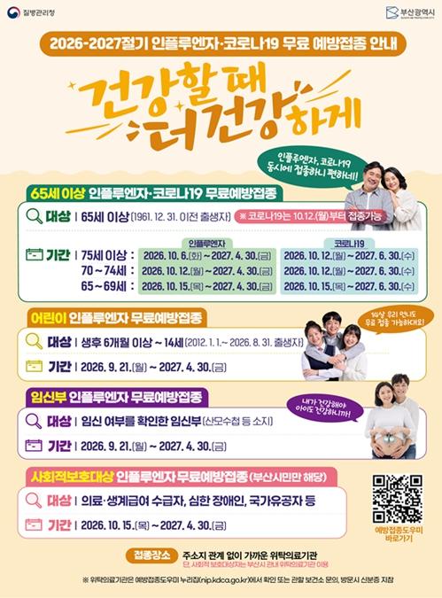 부산시, 인플루엔자 무료 예방접종 실시… 조기 유행 대응 강화!