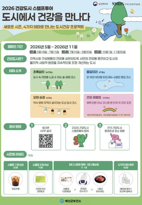 예산군보건소, 걸으며 건강도시 누린다… '스탬프 투어 시즌3' 운영