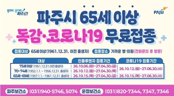 파주시, 코로나19 예방접종 10월 12일부터 시작