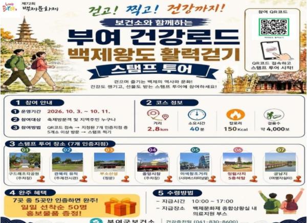 걷고! 찍고! 건강까지! 보건소와 함께하는 '백제왕도 활력걷기' 스탬프 투어 운영