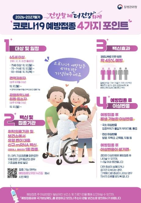 수원특례시, 12일부터 고위험군 대상 '2026-2027절기 코로나19 무료 예방접종'