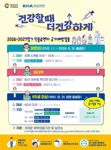 거제시, 인플루엔자 무료 예방접종 독려…65~69세 어르신 15일부터 접종