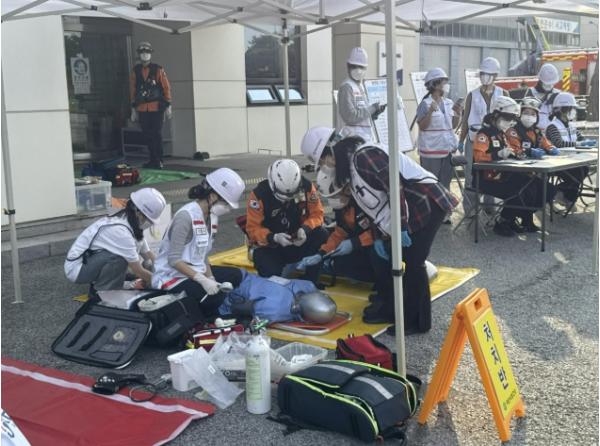 아산시보건소, 대형 재난 대비 현장 응급의료 대응훈련 실시